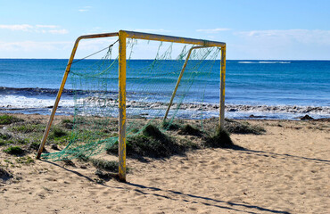 Football gate on the beach
