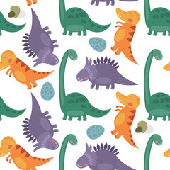 Vector seamless pattern with dinosaurus illustration