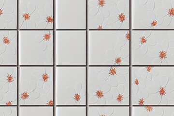Design for ceramic wall tiles that seem like a seamless floral wallpaper pattern or a seamless ceramic tile mural. Generative AI
