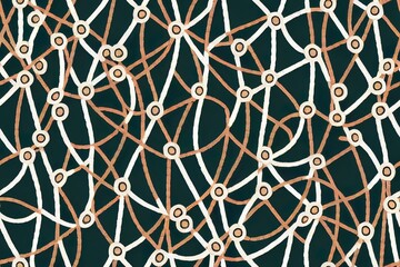 Naklejka premium Polka dot embroidery seamless pattern. a rough, unfinished look. Decorative geometric shape abstraction. Rug applique done in punch needle stitch by hand. Artwork in format. Generative AI