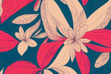 Pastel flower design that was sketched by hand and then digitally made seamless. Embrace the '70s with this richly detailed floral texture. Cartoon in form Generative AI