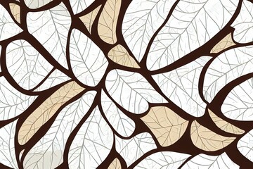 Obraz premium Seamless leaf pattern, Leaf abstract striped pattern. Stylish beige leaves that repeat seamlessly Generative AI