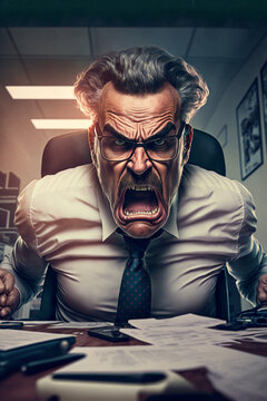 cartoon of an angry boss - generative AI