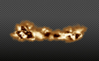 Realistic vector isolated on transparent background. Dust cloud with fire,cigarette smoke and black smog.Concept house cleaning, air pollution,big explosion,desert sandstorm.