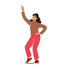 Young Woman Enjoy Dancing Recreation Isolated on White Background. Happy Female Character Dance, Moving Body