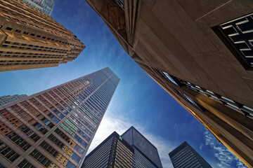 Fototapeta na wymiar Toronto, Canada, Aug 5, 2022. The tall towers of Canadian financial system