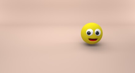 Emoje with smile, yellow ball (3d illustration)