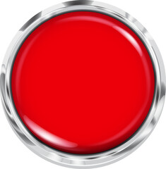 Big red button with a shiny metallic edge - obrazy, fototapety, plakaty