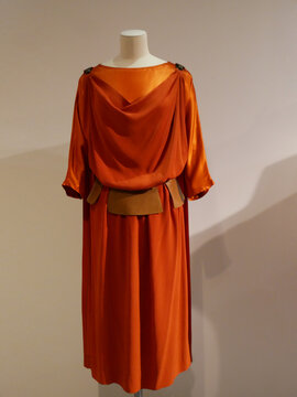 80s fashion : Jean Paul Gaultier -Dress, tunic and belt. Acetate satin and viscose - 1981