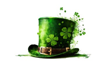St Patrick’s day green shamrock top hat, (ai generated)