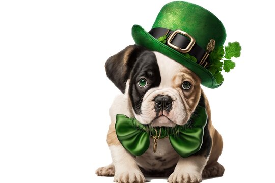 st patrick day, puppy, green, Irish (ai generated)