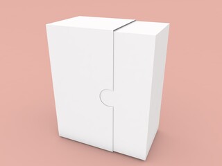 White realistic box on a orange background. 3d render illustration.