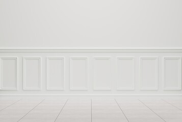 Light decorative wall, room interior. Product placement concept, beautiful empty wall with decorative pattern, panel. 3D render; 3D illustration.