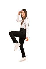 Young colombian woman standing full body cut out isolated