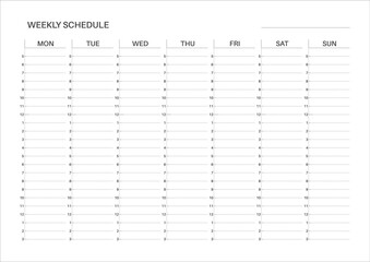 Weekly printable planner. Weekly schedule template. Monday start.