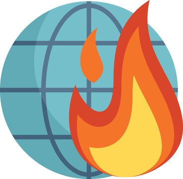 Planet warming icon flat vector. Global climate. Eco disaster isolated