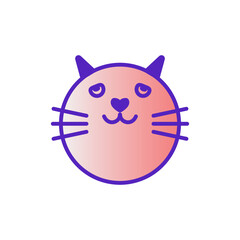 Cat smile emoji multicolored gradient funny line vector illustration