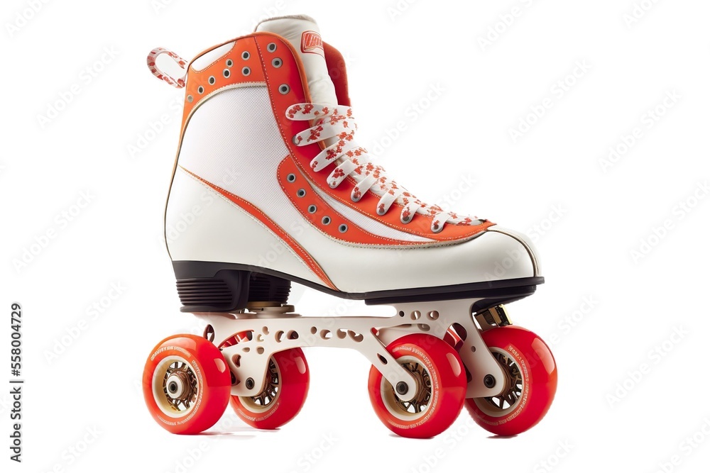 Wall mural orange and white retro roller skate (ai generated)