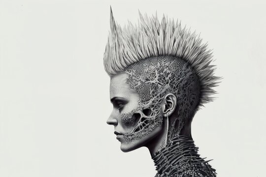 Punk female with Mohawk hairstyle (Generative AI)