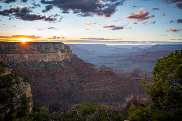 sunset at south rim of grand canyon