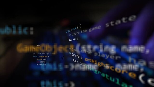 programming game developing code c++ language working new concept customer service bussiness footage typing hands keyboard background