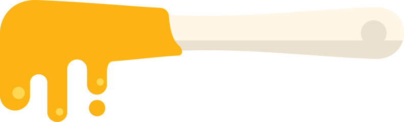 Wax spoon icon flat vector. Gold stamp. Golden depilation isolated