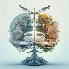 Winter & Spring Balance. Made with the help of artificial intelligence. 