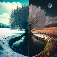 Winter & Spring Balance. Made with the help of artificial intelligence. 