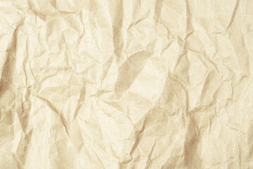 Light brown crumpled kraft paper texture, background