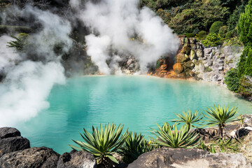 Umi Jigoku in Beppu, Japan, &ldquo;Sea Hell&rdquo;, its name comes from Cobalt blue pond of boiling water.