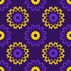 Seamless pattern with bright geometric ornament.