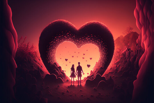 Valentine's Day inspired illustration backgrounds - Created with Generative ai Technology