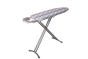 empty ironing board isolated on white background. Ironing table side view. PNG. 