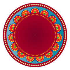vector illustration of colorful traditional floral circular template