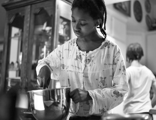 Kids cooking and helping in the kitchen