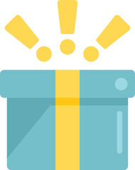 New box icon flat vector. Happy gift. Open birthday isolated