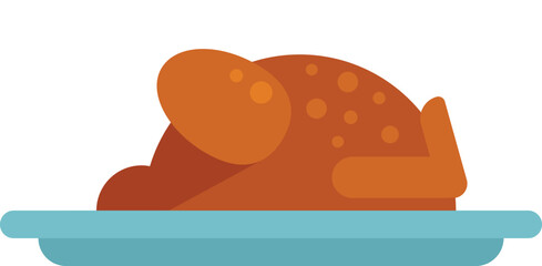 Chicken lunch icon flat vector. Meal school. Healthy dinner isolated