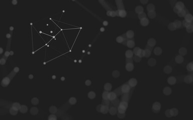 Abstract background. Molecules technology with polygonal shapes, connecting dots and lines. Connection structure. Big data visualization.