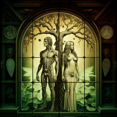 Obraz premium Adam and eve, using ai 