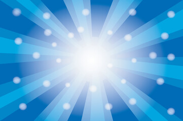 Abstract background of blue rays and glitter. Vector Illustration.