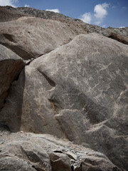 Arte tallado en rocas, cultura antigua, Petroglifos de huancor, Perú, Sudamérica © Prock86