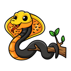 Cute philippines cobra cartoon on tree branch