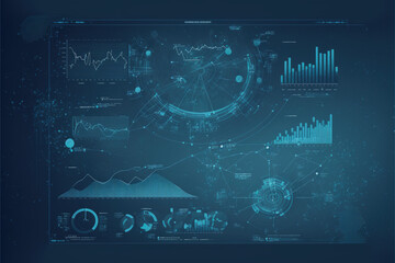 Business data analysis and analytics of customers insights with charts abstract blue background Vector illustration, generative ai