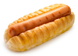 Hot Dog isolated on white, Fresh Hot Dog on White background With work path.