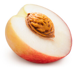 Fragrant and Sweet White Peach fruit isolated on white background, Fresh White Peach on White Background PNG File.