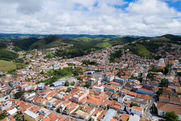 Naklejka na ściany i meble Aerial image of the city of Cunha. Interior of the state of São Paulo. Brazil.