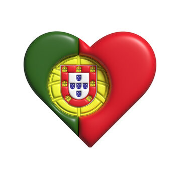 Portugal heart flah shape. 3d render