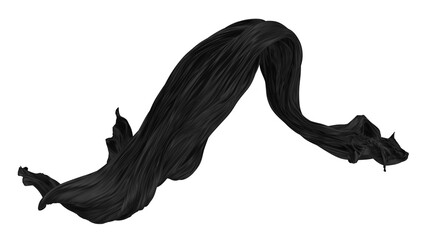 Fototapeta na wymiar Beautiful flowing fabric of black wavy silk or satin. 3d rendering image.