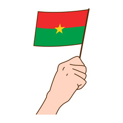 Hand Holding Burkina Faso National Flag Illustration. Hand Drawn Style Vector Illustration - EPS 10 Vector