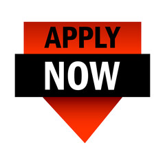 Apply now banner on white background. Shop now. Online concept. Internet application. Vector illustration.